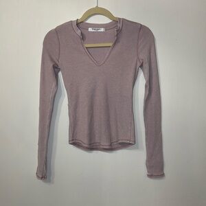 Project Social T Pink Waffle Knit Long Sleeve Top NWOT